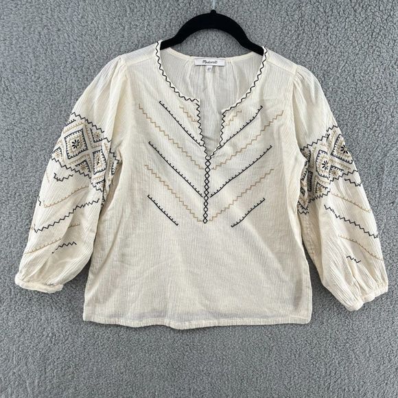 Madewell Embroidered Peasant Top Size XXS - Picture 5 of 16
